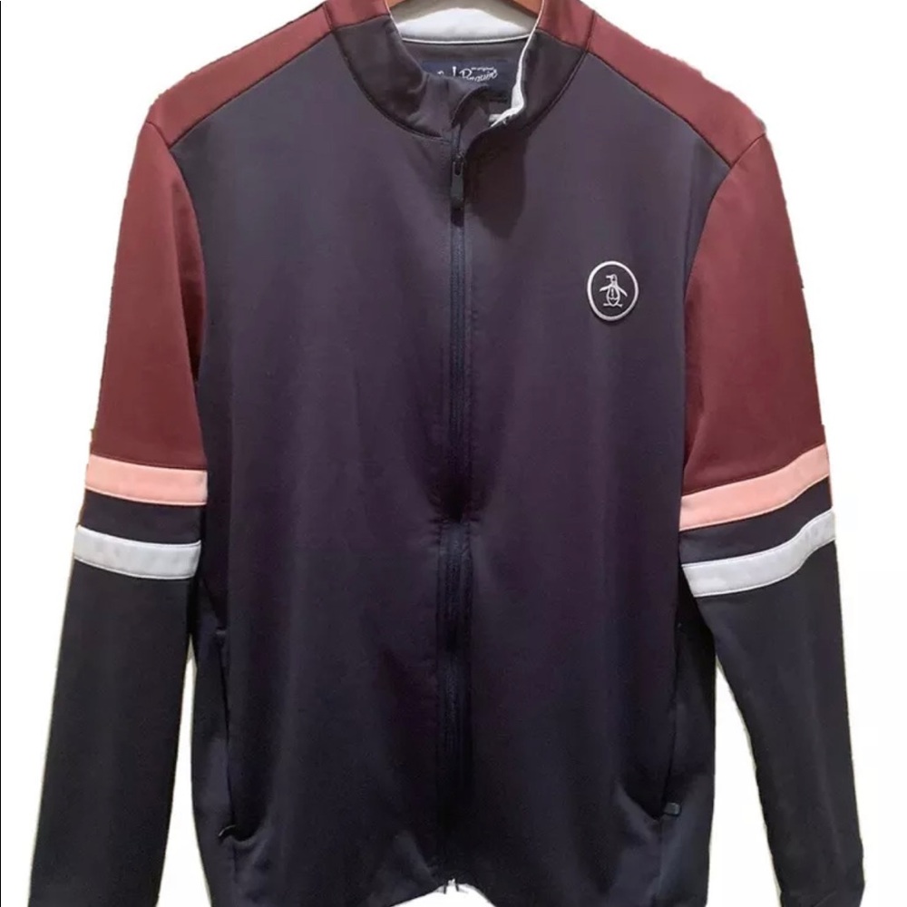 Original Penguin M Navy/Maroon/Pink Zip Sweater